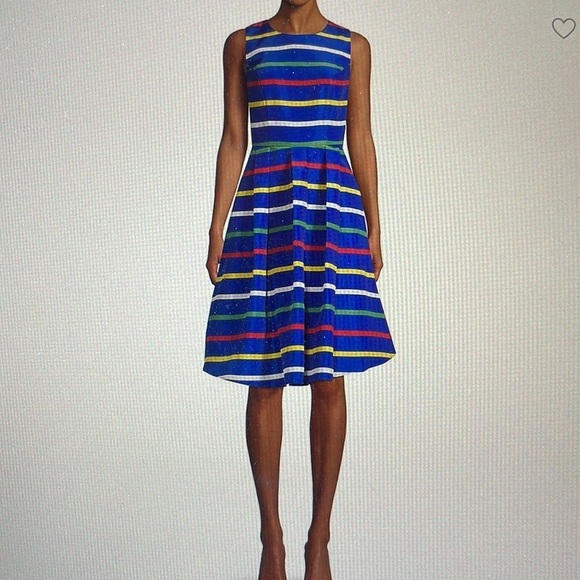 HBC Stripes Signature Multi-stripe Navy Sleeveless Midi Dress 👗 🎉 - Picture 1 of 8